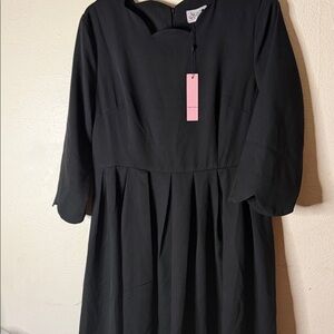 Skirt Society Elegant Black scallop pattern Midi Dress